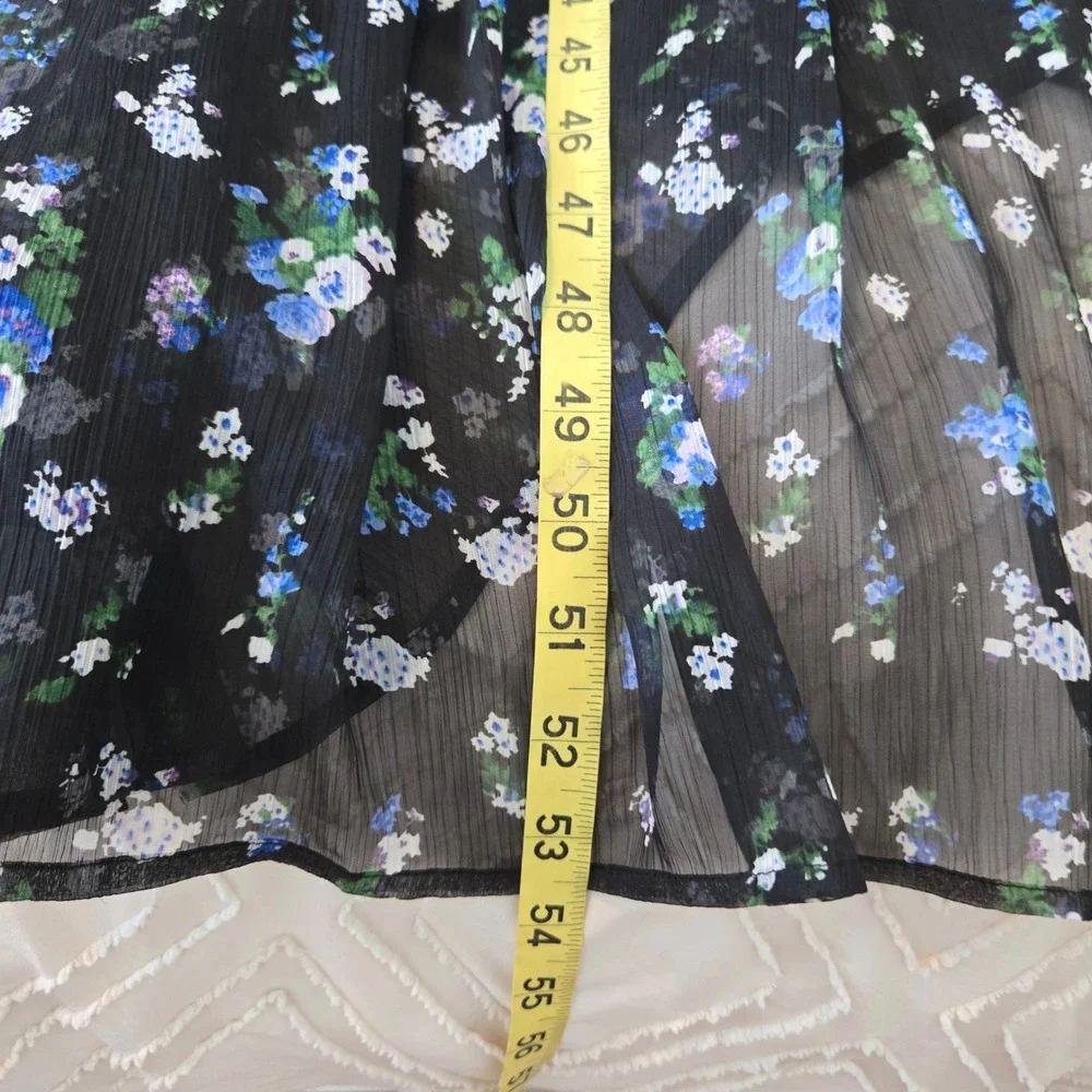 Maje Risof Black Floral Chiffon Cut-Out Maxi Dress Long Sleeve Tie Cuff Size 36 - Picture 8 of 8